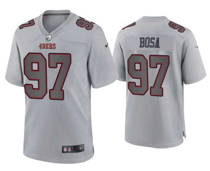 Men's Grey San Francisco 49ers #97 Nick Bosa Atmosphere Fashion Stitched Game Jersey